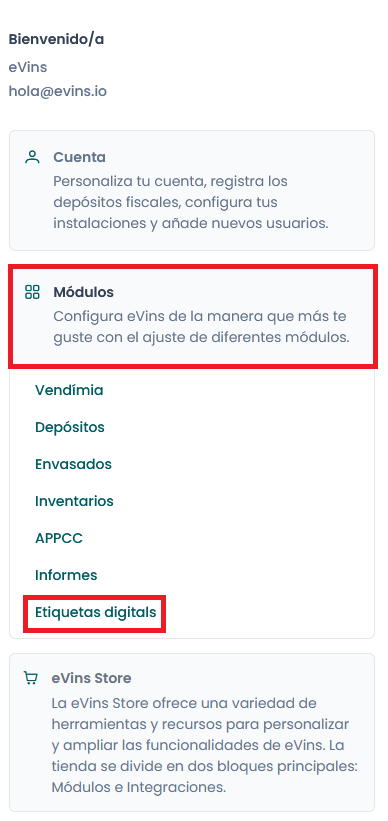 Activar módulo