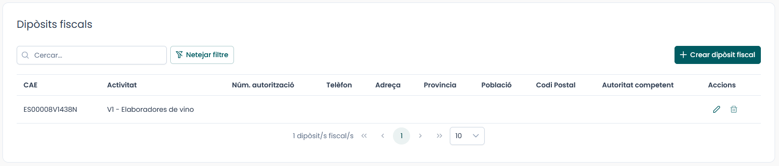 Página depósito fiscal