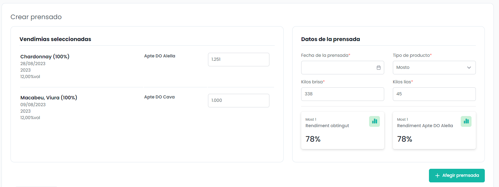 Paso 2: Formulario prensada