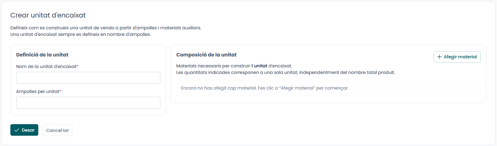 Crear unidad de encajado