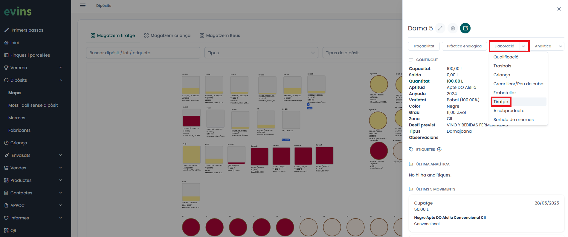 Crear tiratges des de dipòsit
