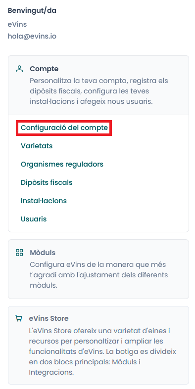Accés a configuració