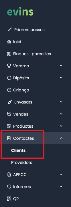 Menú clientes